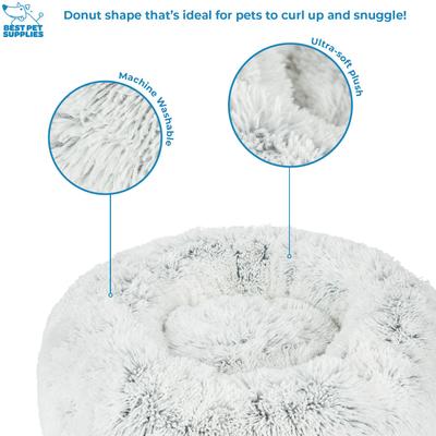 Show full view: Best Pet Supplies Round Calming Bolster Dog & Cat Bed, Light Warm Gray, X-Large slide 4 of 7