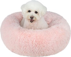 Best Pet Supplies Round Calming Bolster Dog & Cat Bed, Pink, Large
