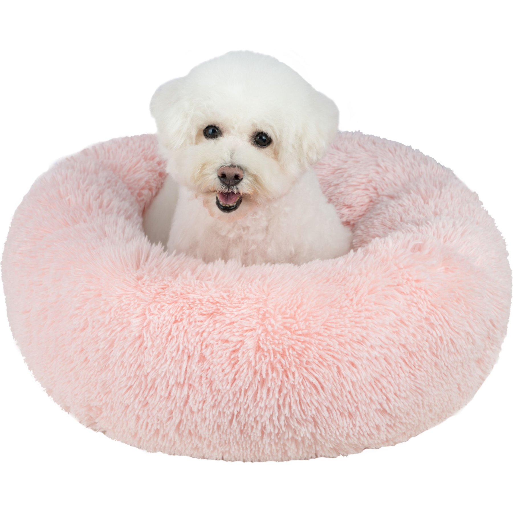 Best Pet Supplies Round Calming Bolster Dog & Cat Bed, Pink, Medium