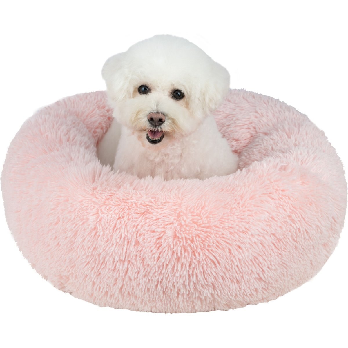 Best Pet Supplies Round Calming Bolster Dog & Cat Bed, Pink, X-Large