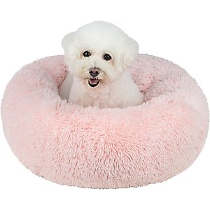 Best Pet Supplies Round Calming Bolster Dog & Cat Bed, Pink, X-Large
