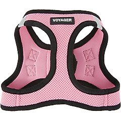Best Pet Supplies Voyager Black Trim Mesh Dog Harness, Pink, Medium