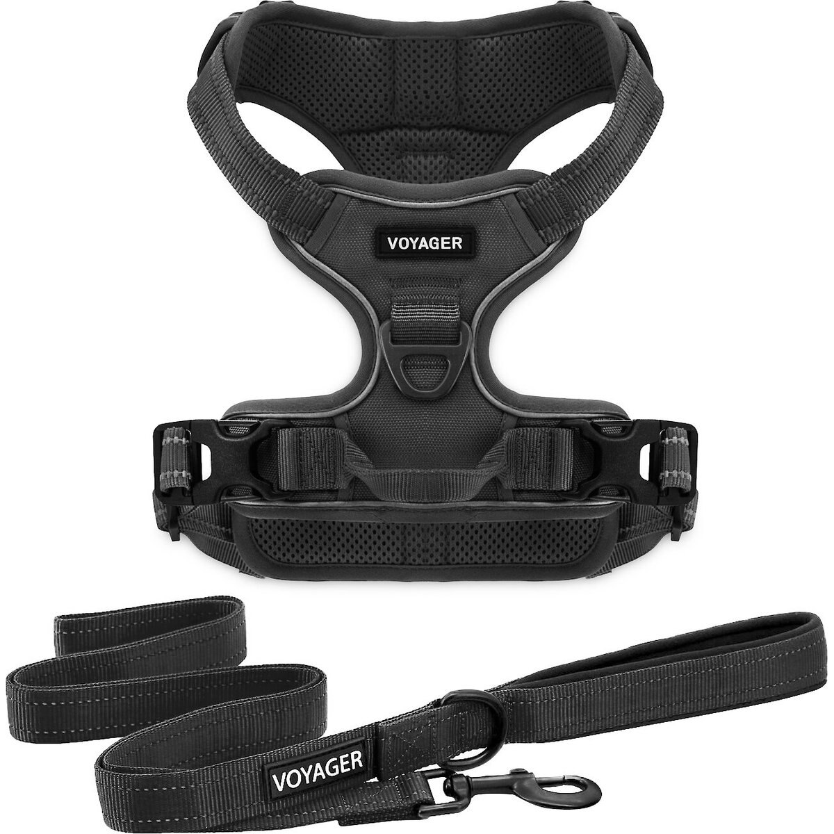Best Pet Supplies Voyager Dual Attachment Outdoor Dog Harness & Leash Bundle, Black, X-Large