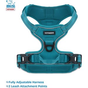 Best Pet Supplies Voyager Dual Attachment Outdoor Dog Harness & Leash Bundle, Turquoise, X-Small