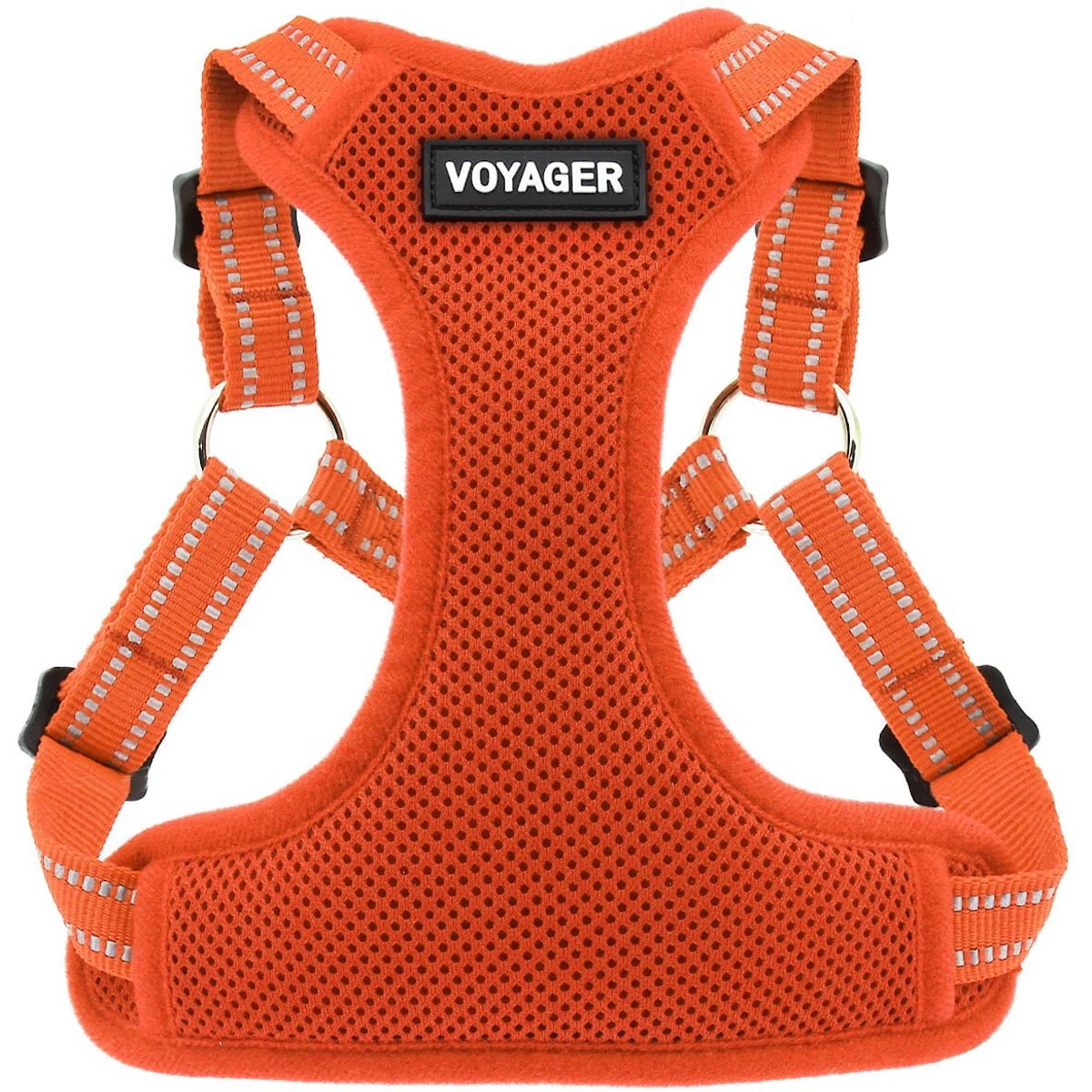 Best Pet Supplies Voyager Fully Adjustable Step-in Mesh Dog Harness, Orange, Large