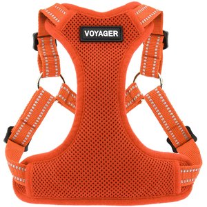 Best Pet Supplies Voyager Fully Adjustable Step-in Mesh Dog Harness, Orange, Medium