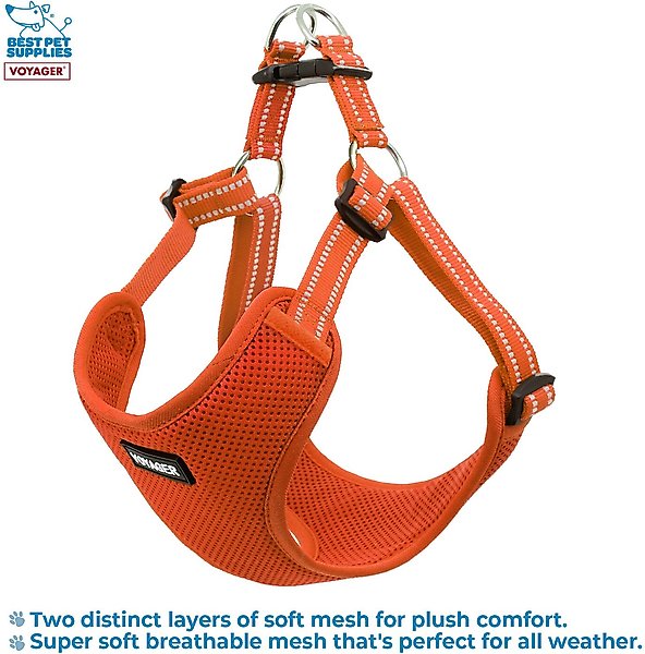 Show full view: Best Pet Supplies Voyager Fully Adjustable Step-in Mesh Dog Harness, Orange, Small slide 2 of 5