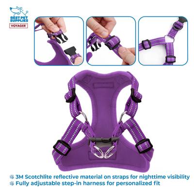 Show full view: Best Pet Supplies Voyager Fully Adjustable Step-in Mesh Dog Harness, Purple, Small slide 4 of 6
