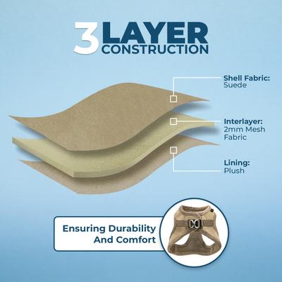 Show full view: Best Pet Supplies Voyager Plush Suede Dog Harness, Latte, Large slide 4 of 10