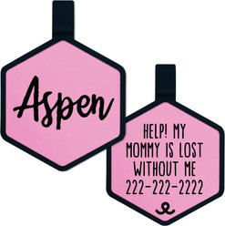 Besties Jingle-Free Silicone Dog ID Tag, Blush Pink