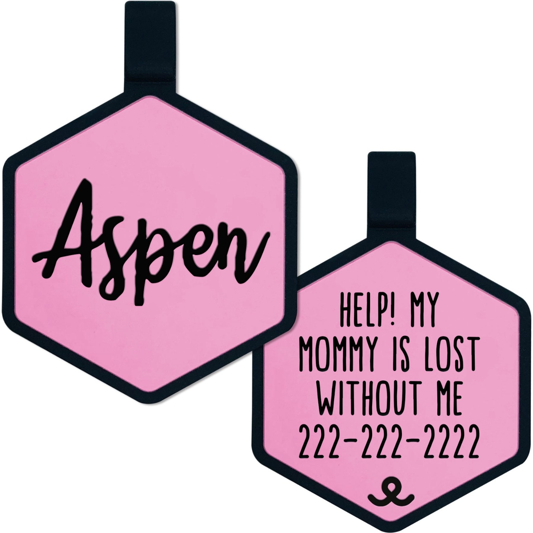 Besties Jingle-Free Silicone Dog ID Tag, Blush Pink