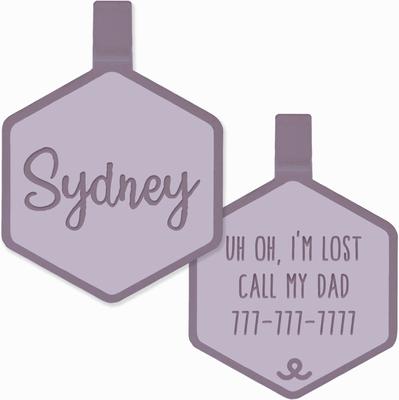 Show full view: Besties Jingle-Free Silicone Dog ID Tag, Heather Purple slide 1 of 8