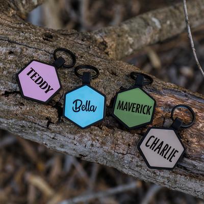 Show full view: Besties Jingle-Free Silicone Dog ID Tag, Heather Purple slide 5 of 8