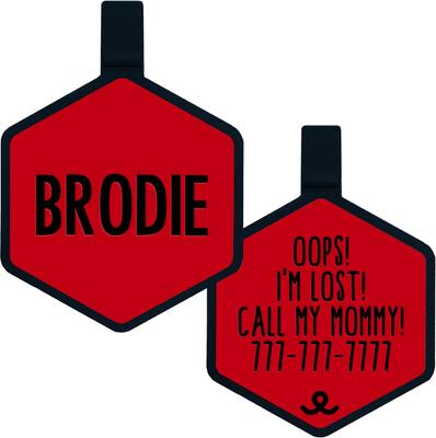 Show full view: Besties Jingle-Free Silicone Dog ID Tag, Red slide 1 of 8