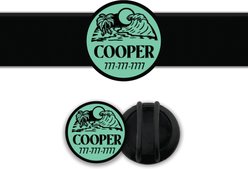 Besties Life Is A Beach Design Slide-On Jingle-Free Silicone Cat & Dog ID Tag with AirTag Holder, Aqua