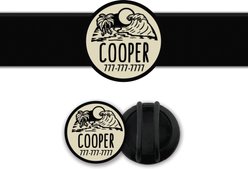 Besties Life Is A Beach Design Slide-On Jingle-Free Silicone Cat & Dog ID Tag with AirTag Holder, Cream