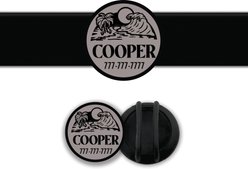 Besties Life Is A Beach Design Slide-On Jingle-Free Silicone Cat & Dog ID Tag with AirTag Holder, Grey