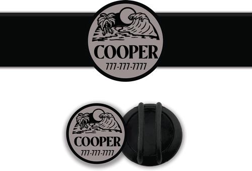 Show full view: Besties Life Is A Beach Design Slide-On Jingle-Free Silicone Cat & Dog ID Tag with AirTag Holder, Grey slide 1 of 8