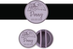 Besties Life Is A Beach Design Slide-On Jingle-Free Silicone Cat & Dog ID Tag with AirTag Holder, Heather Purple