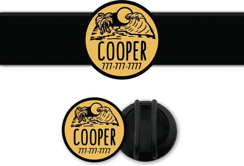 Show full view: Besties Life Is A Beach Design Slide-On Jingle-Free Silicone Cat & Dog ID Tag with AirTag Holder, Mustard Yellow slide 1 of 8