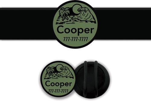 Show full view: Besties Life Is A Beach Design Slide-On Jingle-Free Silicone Cat & Dog ID Tag with AirTag Holder, Sage slide 1 of 8