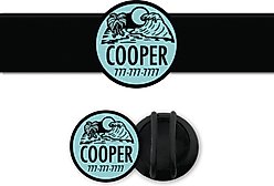 Besties Life Is A Beach Design Slide-On Jingle-Free Silicone Cat & Dog ID Tag with AirTag Holder, Sky Blue