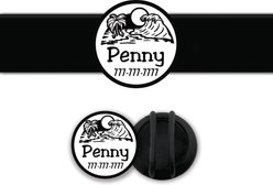 Besties Life Is A Beach Design Slide-On Jingle-Free Silicone Cat & Dog ID Tag with AirTag Holder, White