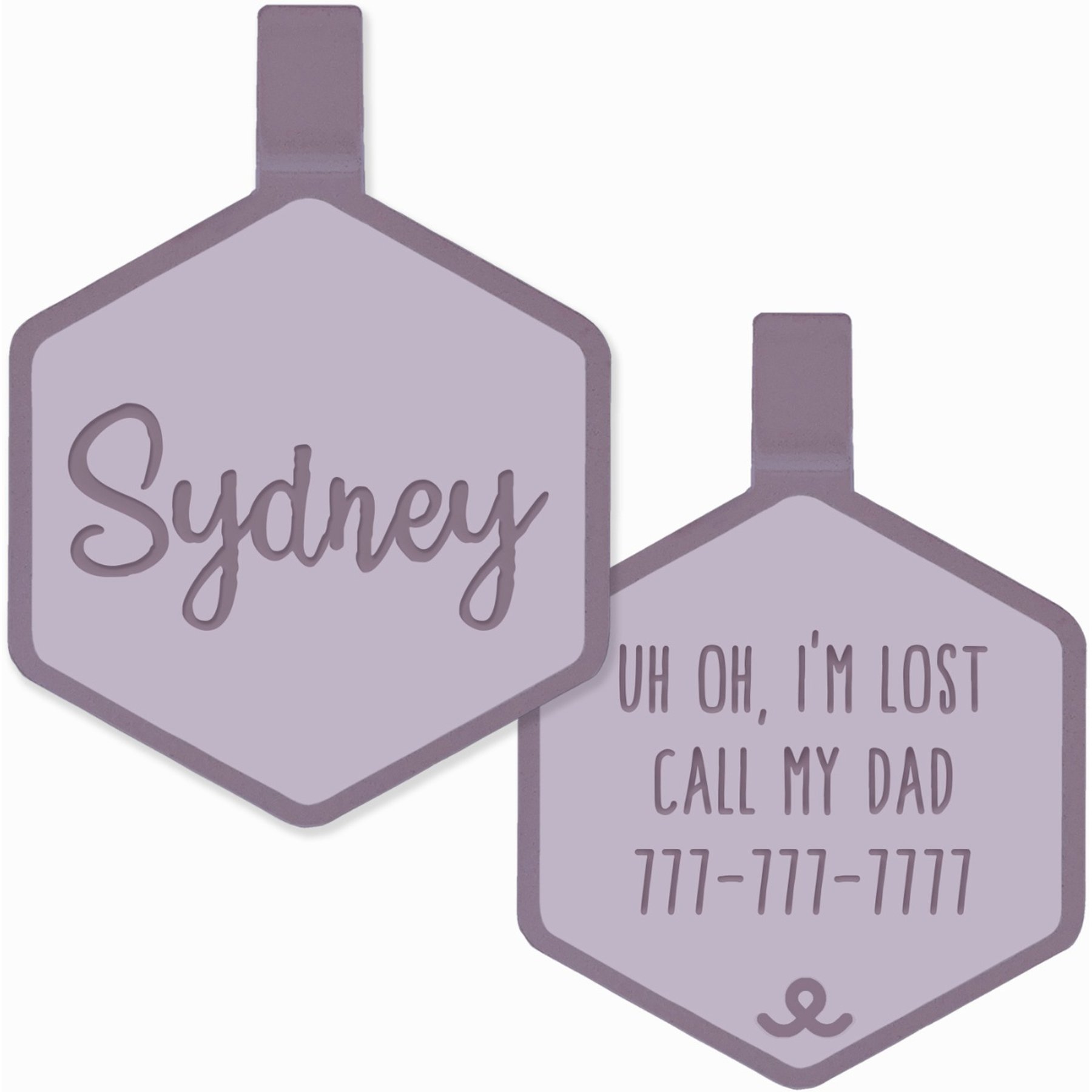 Besties Mini Jingle-Free Silicone Cat & Dog ID Tag, Heather Purple