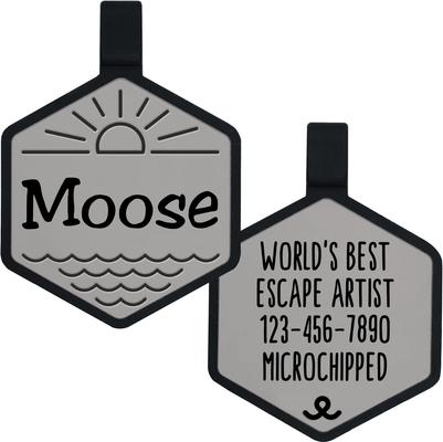 Show full view: Besties Mini Salt & Sun Design Jingle-Free Silicone Cat & Dog ID Tag, Grey slide 1 of 10