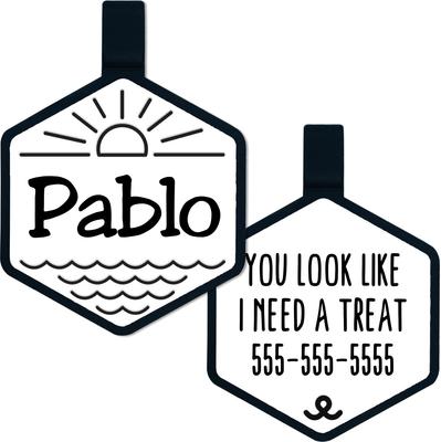 Show full view: Besties Mini Salt & Sun Design Jingle-Free Silicone Cat & Dog ID Tag, White slide 1 of 10