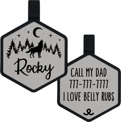 Besties Mini Stay Wild Design Jingle-Free Silicone Cat & Dog ID Tag, Grey