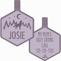 Besties Mini Stay Wild Design Jingle-Free Silicone Cat & Dog ID Tag, Heather Purple