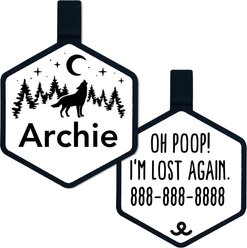 Besties Mini Stay Wild Design Jingle-Free Silicone Cat & Dog ID Tag, White