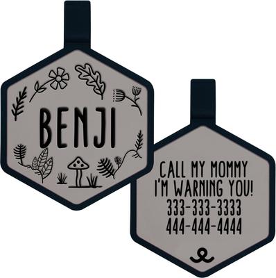 Show full view: Besties Mini Woodland Design Jingle-Free Silicone Cat & Dog ID Tag, Grey slide 1 of 11