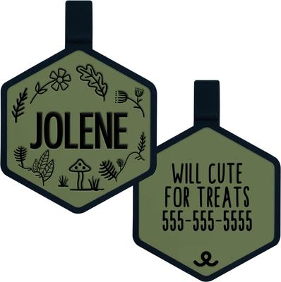 Show full view: Besties Mini Woodland Design Jingle-Free Silicone Cat & Dog ID Tag, Sage slide 1 of 12