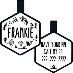 Besties Mini Woodland Design Jingle-Free Silicone Cat & Dog ID Tag, White