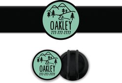 Besties Mountain Adventure Design Slide-On Jingle-Free Silicone Cat & Dog ID Tag with AirTag Holder, Aqua