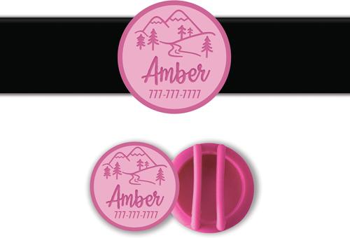 Show full view: Besties Mountain Adventure Design Slide-On Jingle-Free Silicone Cat & Dog ID Tag with AirTag Holder, Flamingo Pink slide 1 of 8