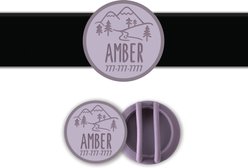 Besties Mountain Adventure Design Slide-On Jingle-Free Silicone Cat & Dog ID Tag with AirTag Holder, Heather Purple