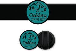 Besties Mountain Adventure Design Slide-On Jingle-Free Silicone Cat & Dog ID Tag with AirTag Holder, Turquoise