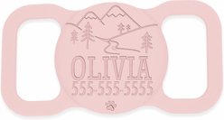 Besties Mountain Design Silicone Customized Cat & Dog Collar AirTag Holder, Blush Pink