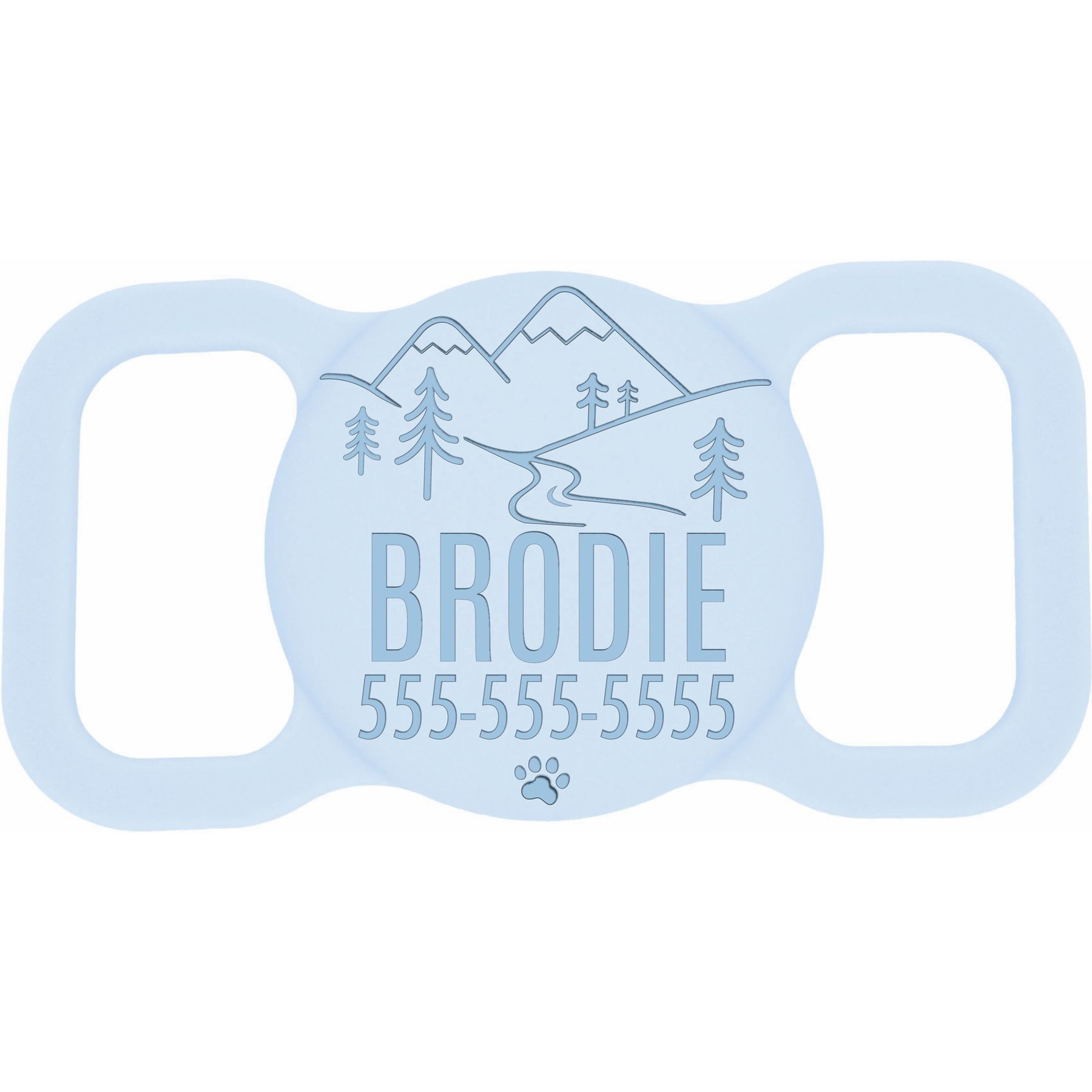 Besties Mountain Design Silicone Customized Cat & Dog Collar AirTag Holder, Sky Blue