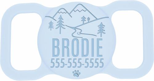 Show full view: Besties Mountain Design Silicone Customized Cat & Dog Collar AirTag Holder, Sky Blue slide 1 of 5