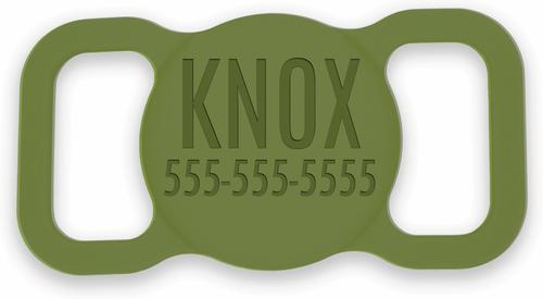 Show full view: Besties Name Only Dog AirTag Holder, Olive slide 1 of 8