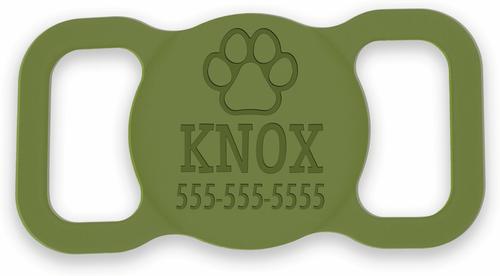 Show full view: Besties Paw Dog AirTag Holder, Olive slide 1 of 9