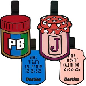 Besties PB&J Best Friends Set of 2 Jingle-Free Silicone Cat & Dog ID Tags
