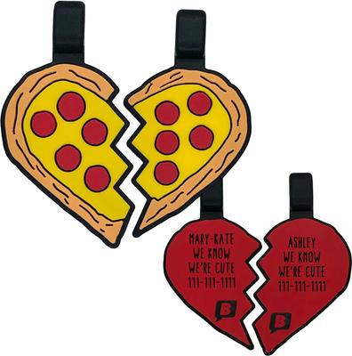 Show full view: Besties Pizza Heart Best Friends Set of 2 Jingle-Free Silicone Cat & Dog ID Tags slide 1 of 6