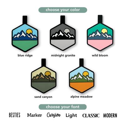 Show full view: Besties Pup's Peak Mountain Design Jingle-Free Silicone Dog ID Tag, Blue Ridge slide 2 of 9