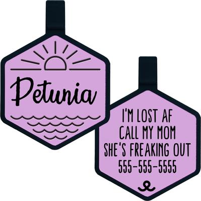 Show full view: Besties Salt & Sun Design Jingle-Free Silicone Dog ID Tag, Lavender slide 1 of 10