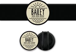 Besties Salt & Sun Design Slide-On Jingle-Free Silicone Cat & Dog ID Tag with AirTag Holder, Cream